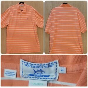 Southern Tide Sport Polo Shirt Size XL Men's Pink Striped Golf Casual Club Fit